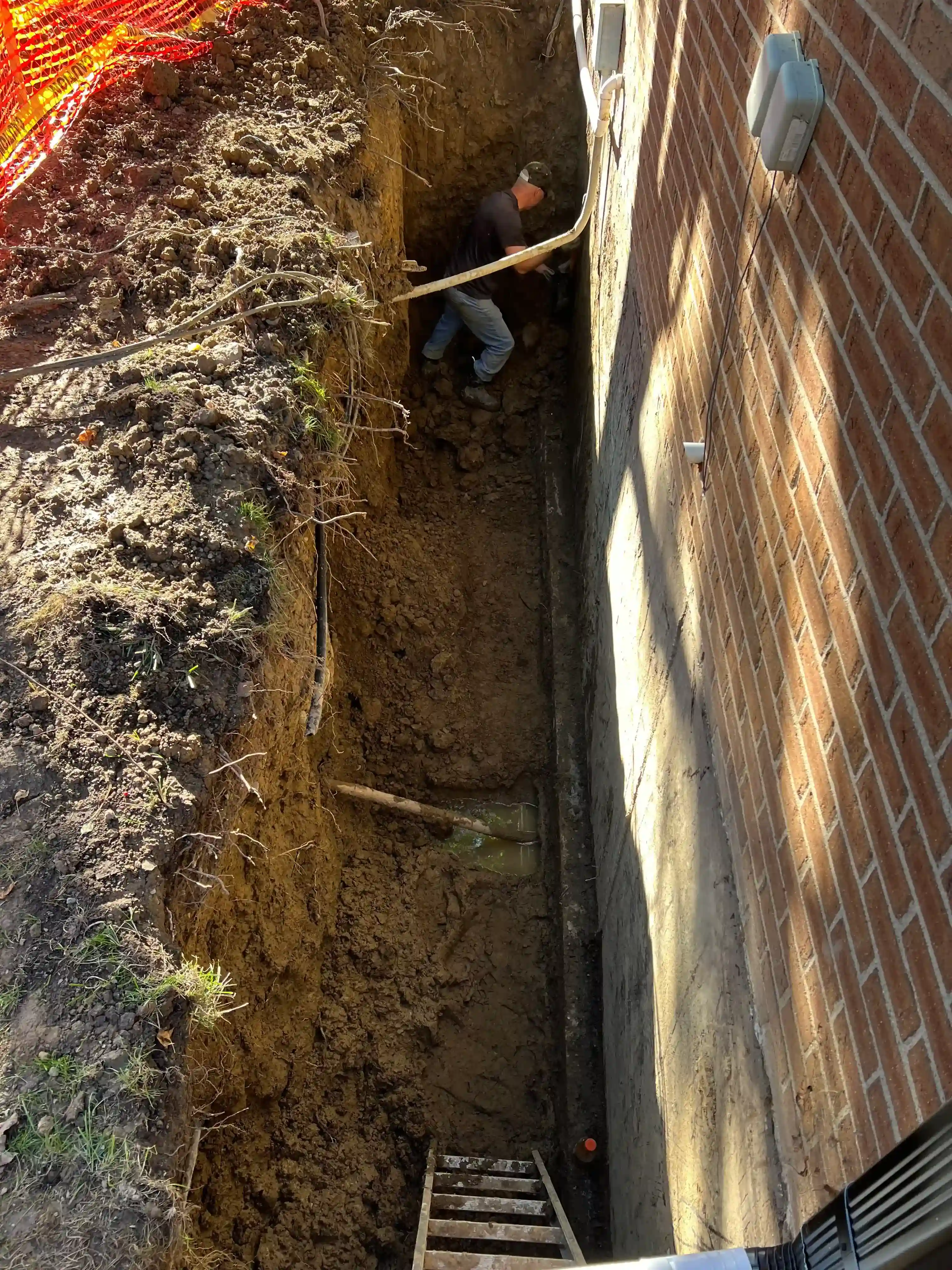 Excavation work under porch structure