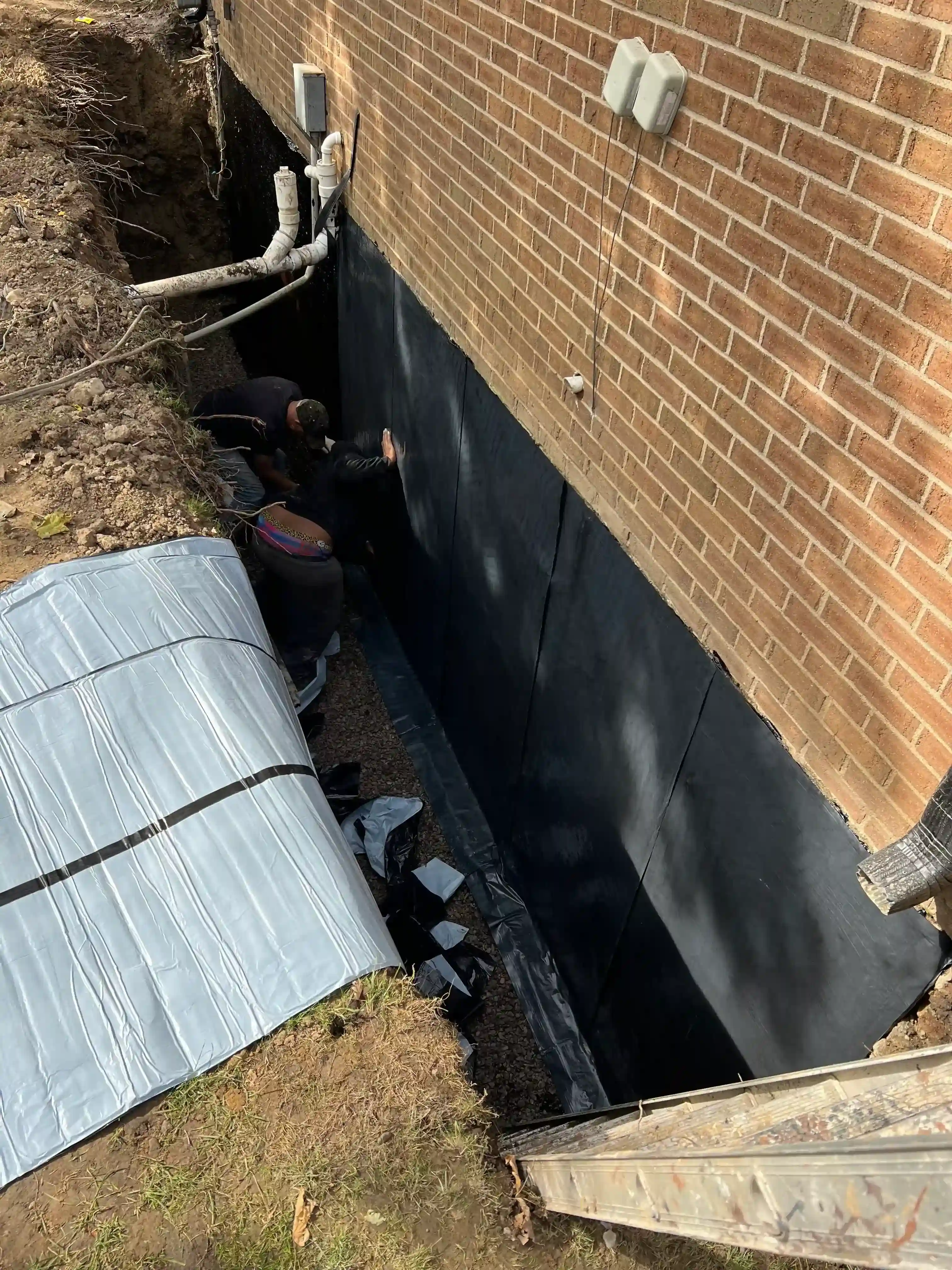Exterior drainage system installation