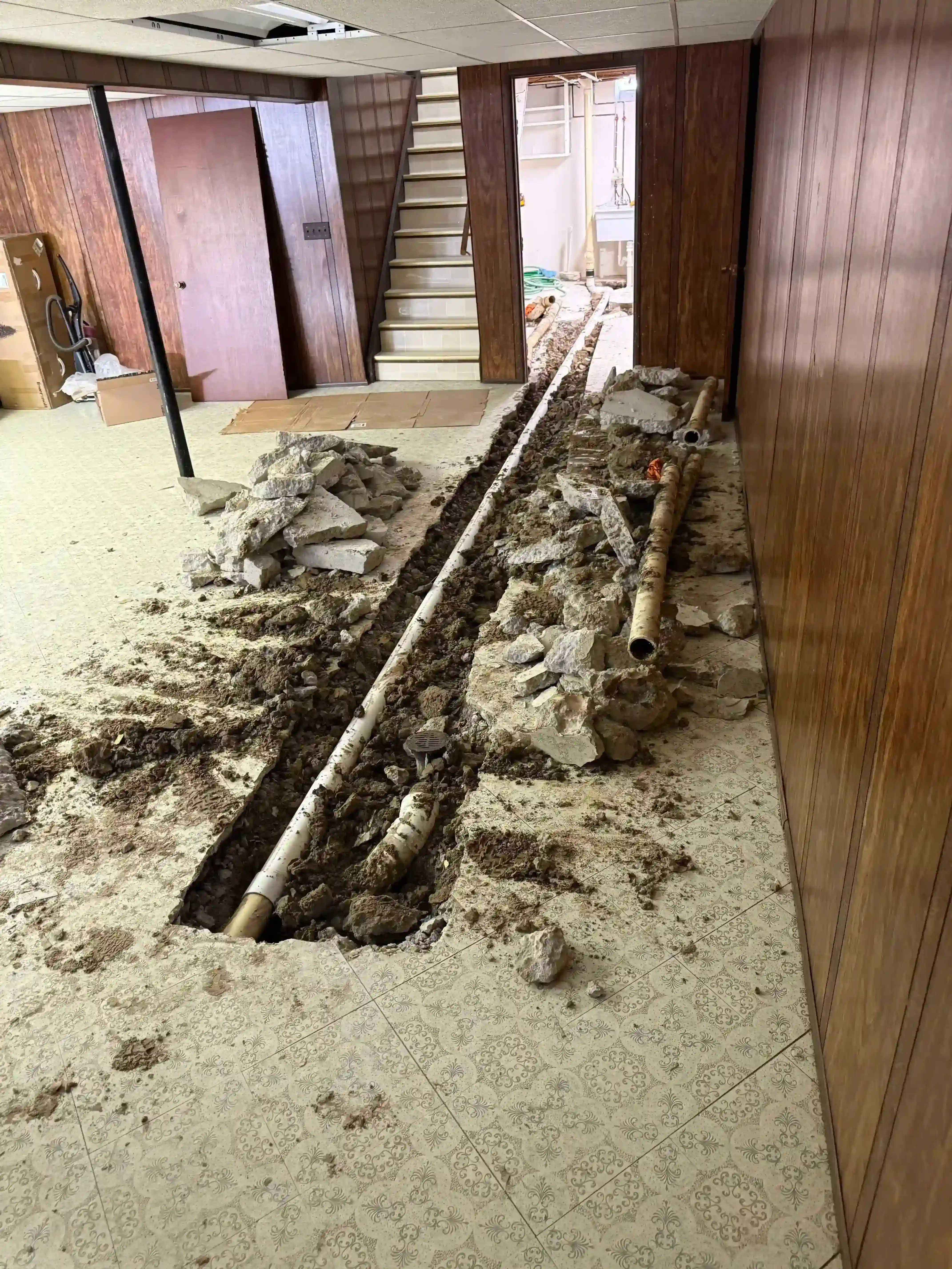 Interior plumbing job in progress