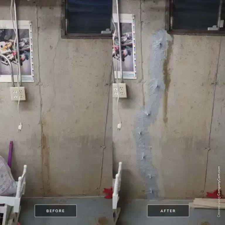 Foundation crack injection before and after