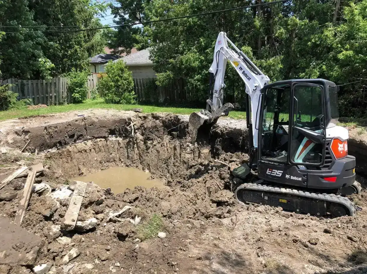 Swimming pool removal excavation