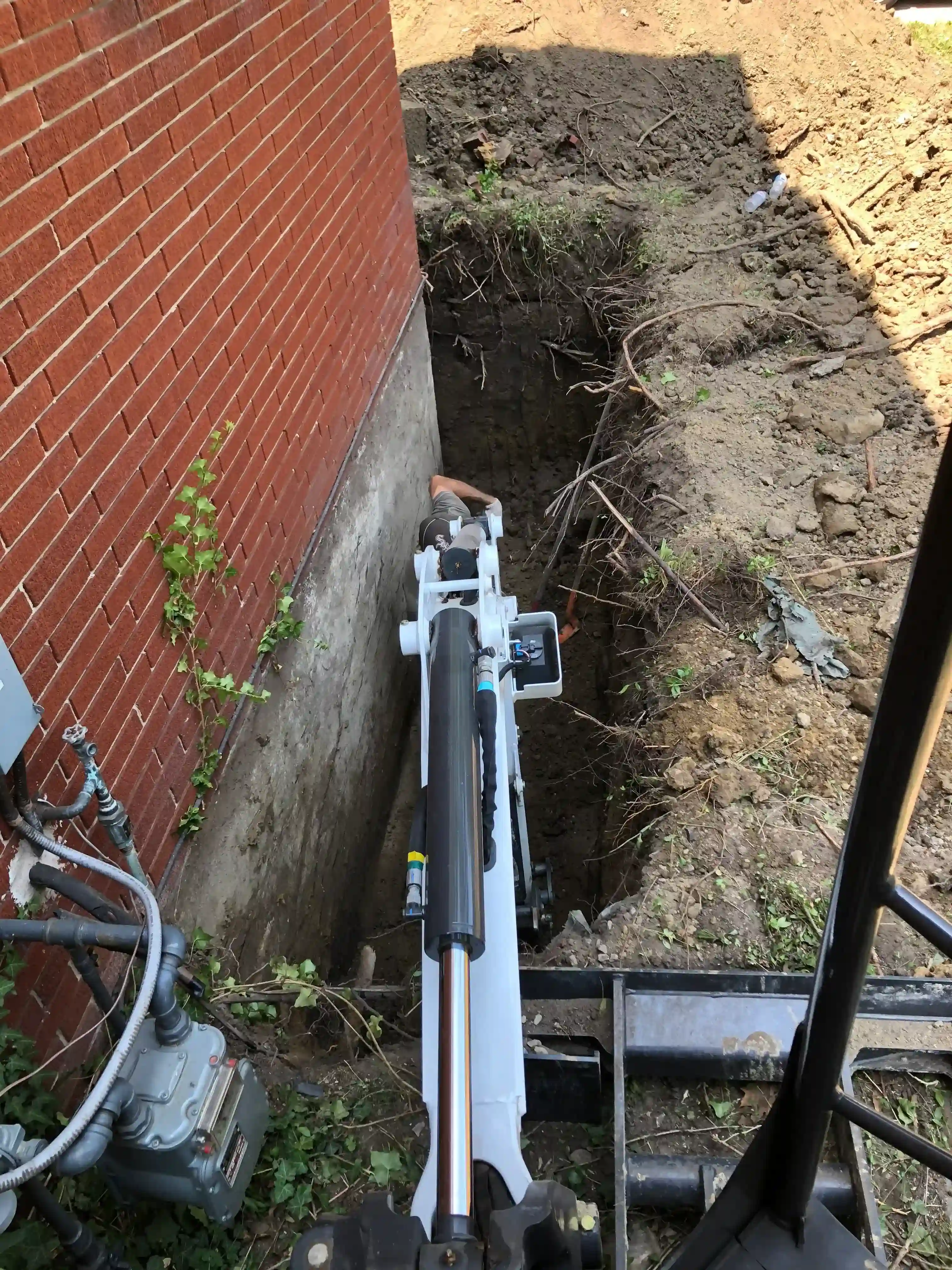 Exterior waterproofing excavation
