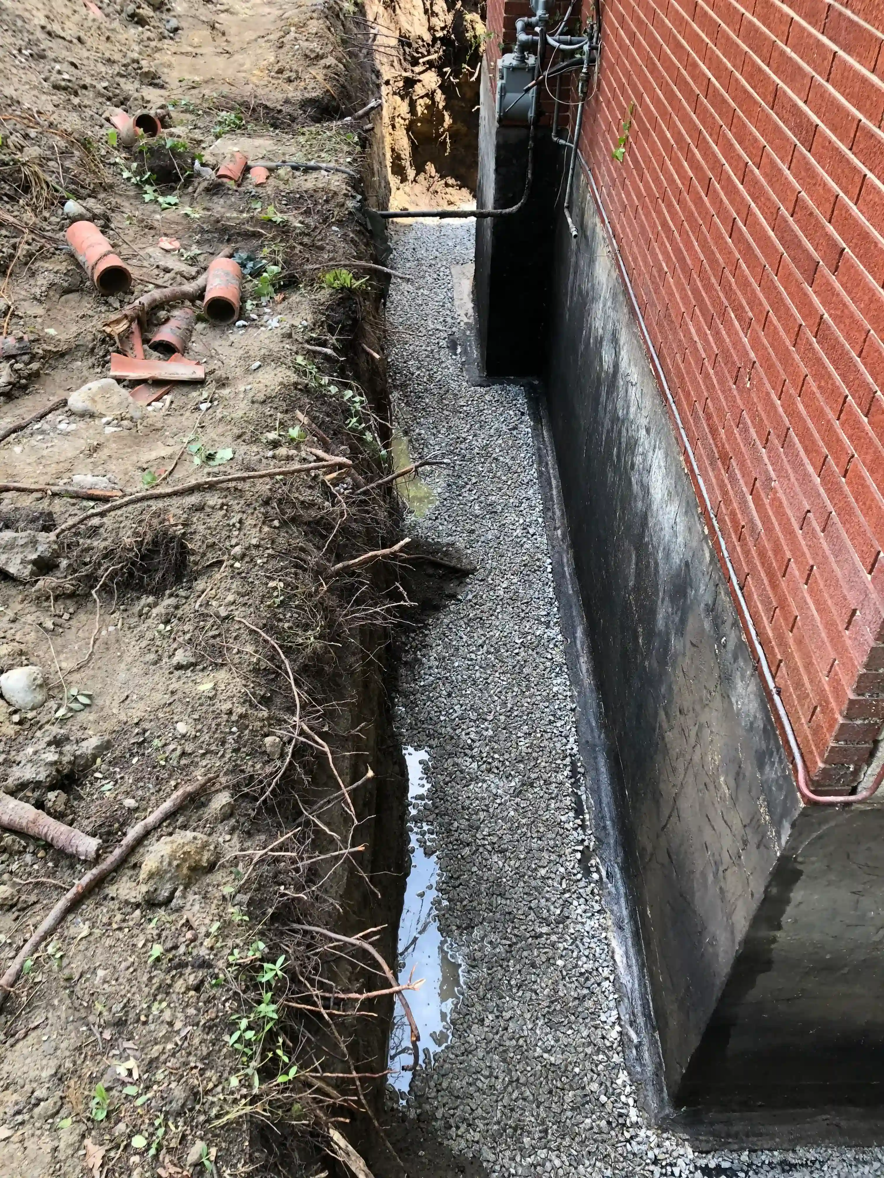 Completed exterior waterproofing