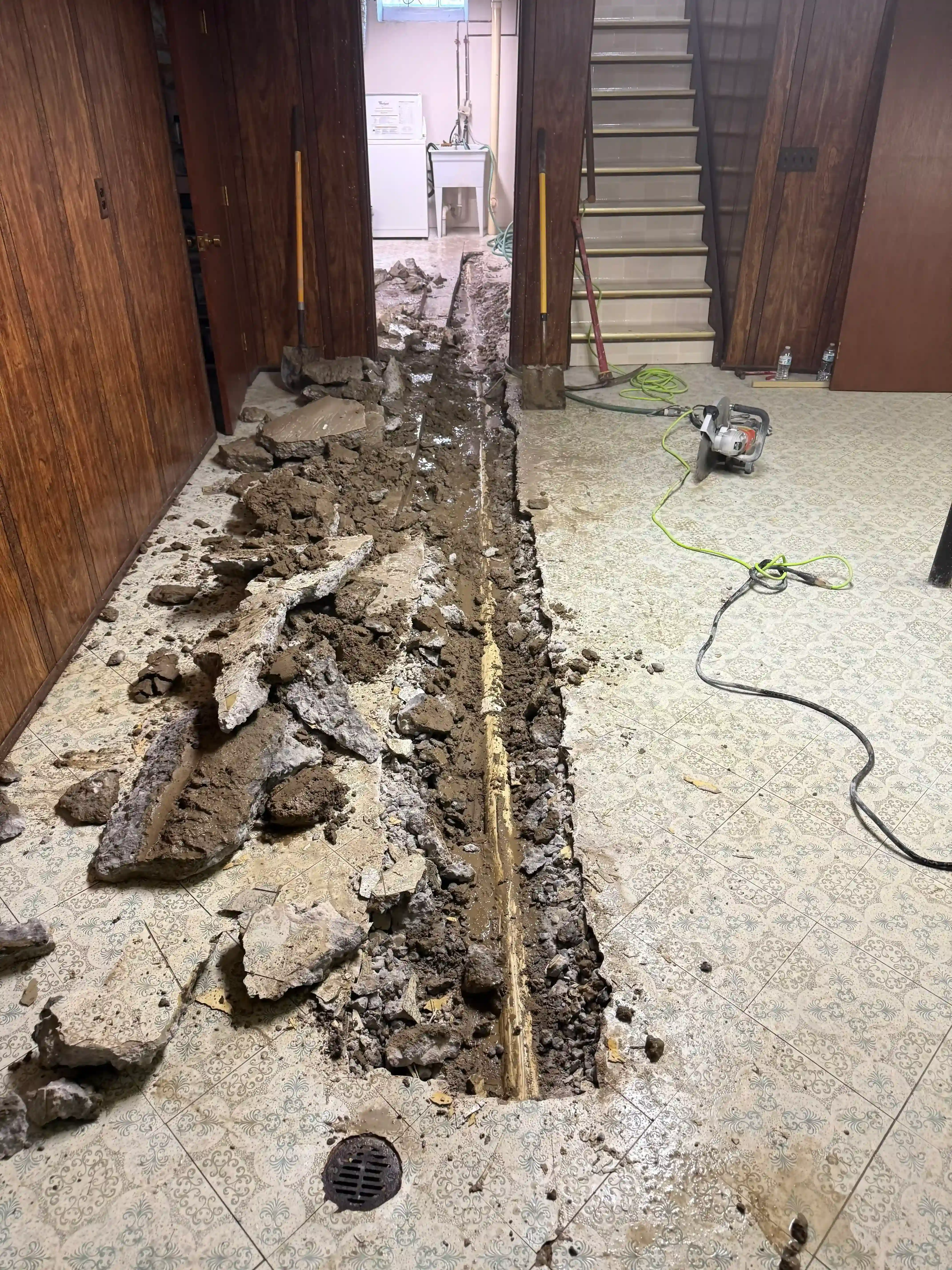 Interior sewer plumbing replacement