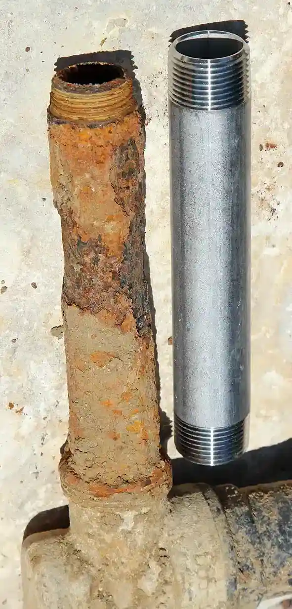 New vs. Corroded Galvanized Pipe